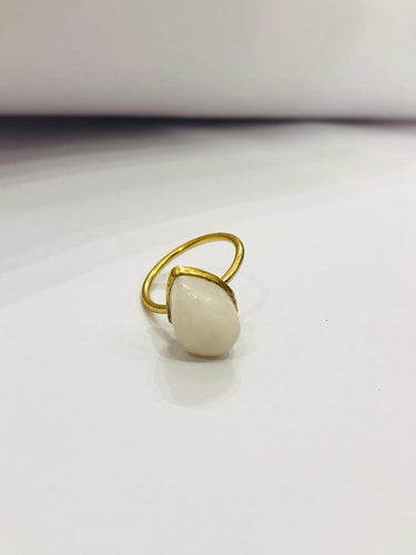 White Drop Stone Ring